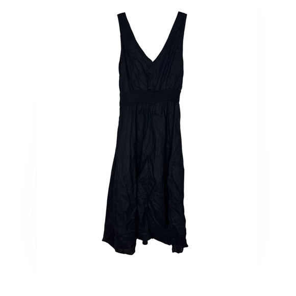 👗 Cynthia Rowley 100% Linen Black Midi Dress w/ Pockets Size 2 VGUC 👗 - Picture 5 of 6